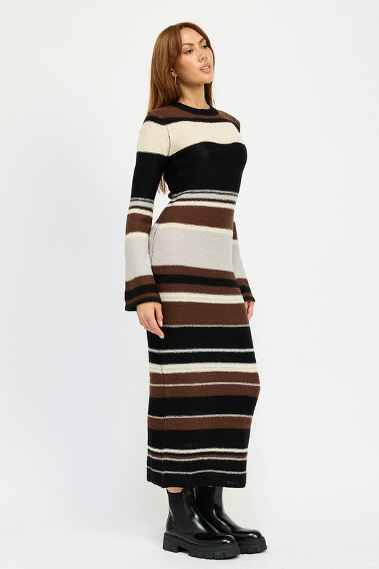 Stripe Maxi Bodycon Dress - HOUSE OF SHE