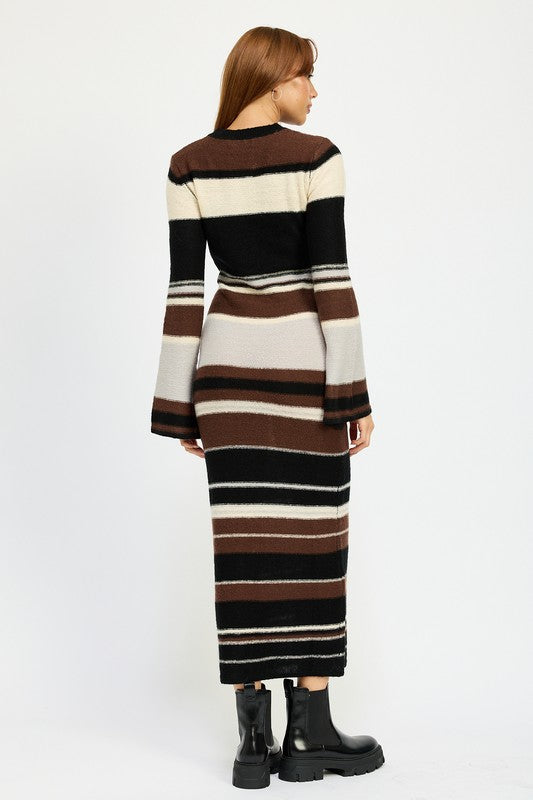Stripe Maxi Bodycon Dress - HOUSE OF SHE