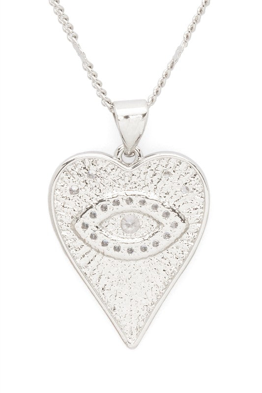 Vintage Inspired Heart Shape Eye Pendant Necklace