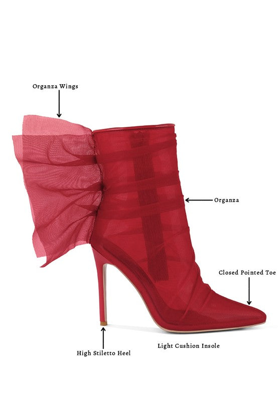 Princess Organza Heeled Ankle Boots