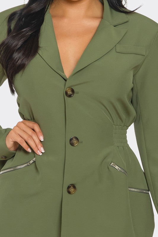 Tailored Utility Blazer Dress - HOUSE OF SHE