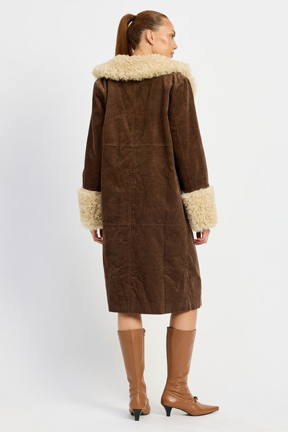 Gasta Faux Fur Mid Trench Coat