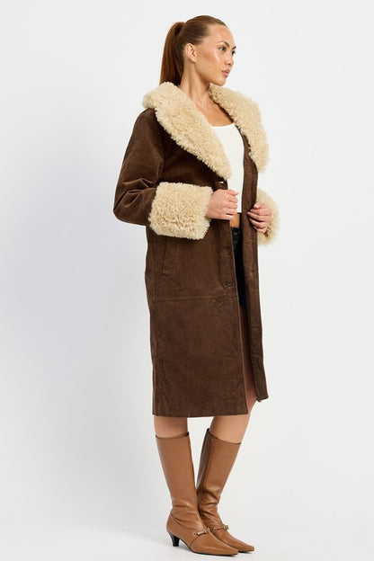 Gasta Faux Fur Mid Trench Coat