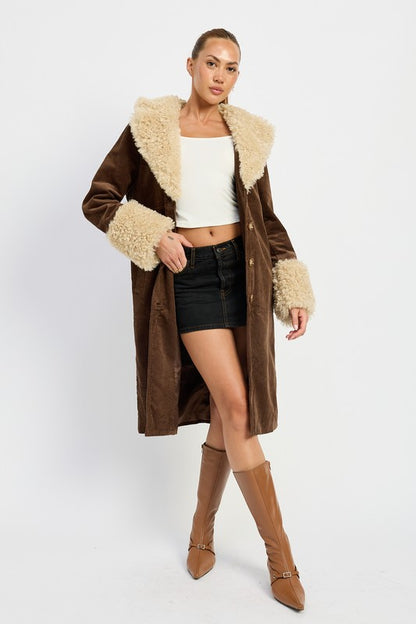 Gasta Faux Fur Mid Trench Coat