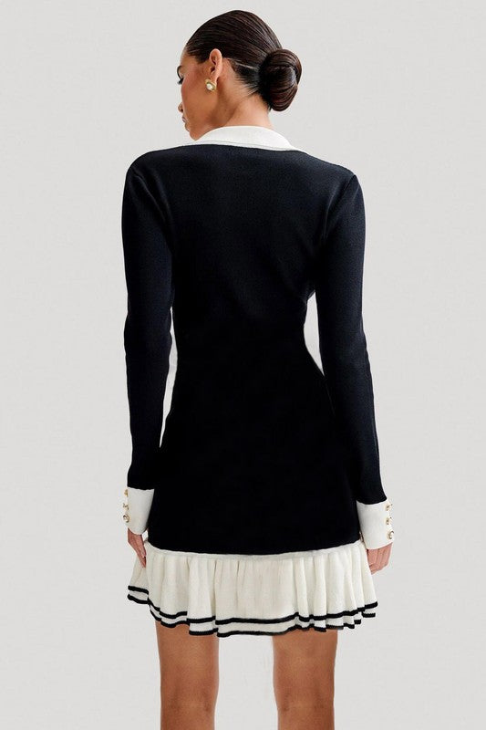 Sofie Sweater Collared Mini Dress - HOUSE OF SHE
