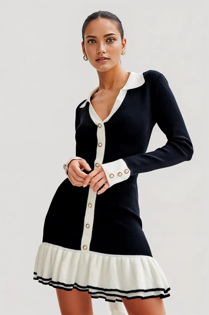 Sofie Sweater Collared Mini Dress - HOUSE OF SHE