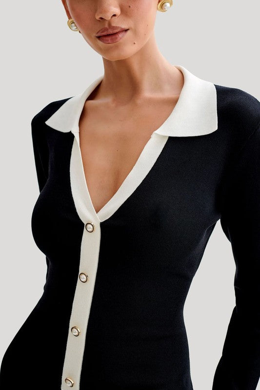 Sofie Sweater Collared Mini Dress - HOUSE OF SHE