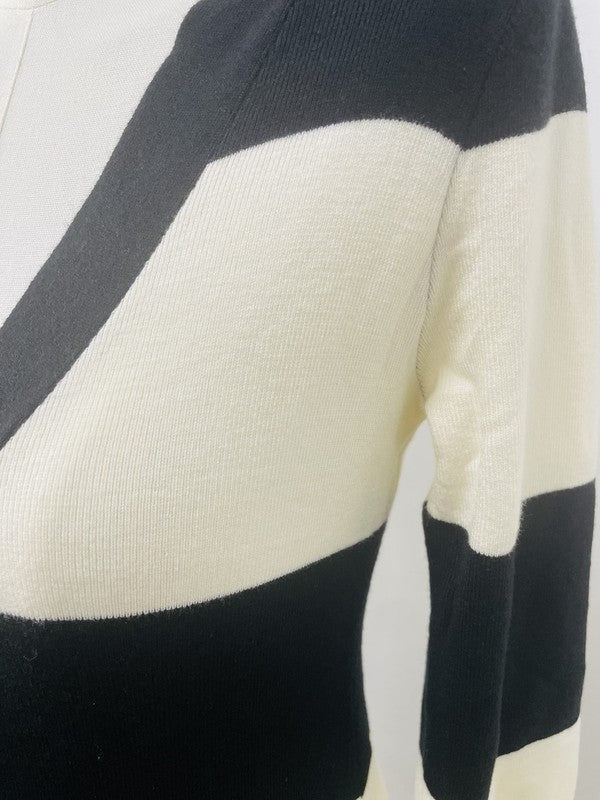 Mona Stripped Cardigan Sweater Dress - HOUSE OF SHE