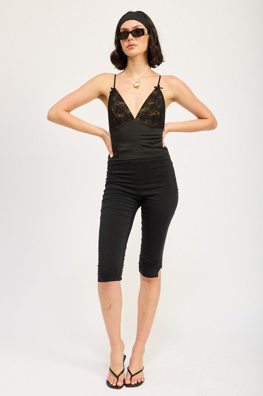 Mixed Media Lace Cami Top - HOUSE OF SHE