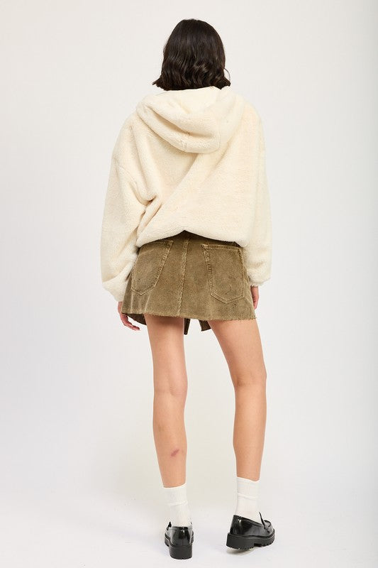 Fuzzy Hooded Jacket - HOUSE OF SHE