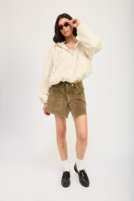 Fuzzy Hooded Jacket - HOUSE OF SHE