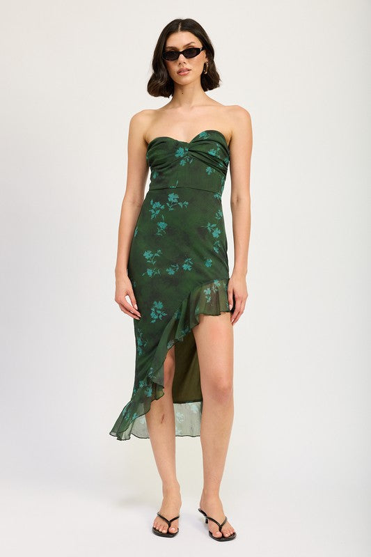 Ruffle Tube Maxi Dress - HOUSE OF SHE