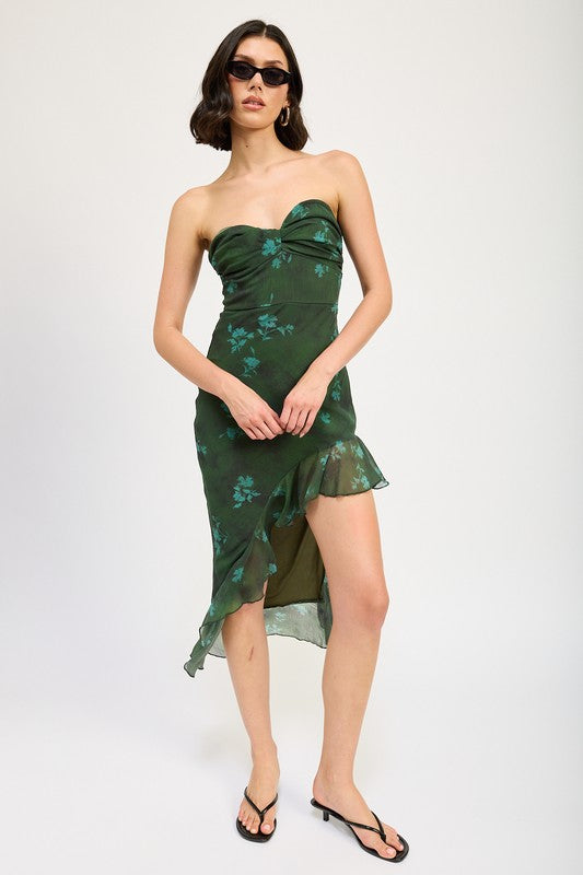 Ruffle Tube Maxi Dress - HOUSE OF SHE