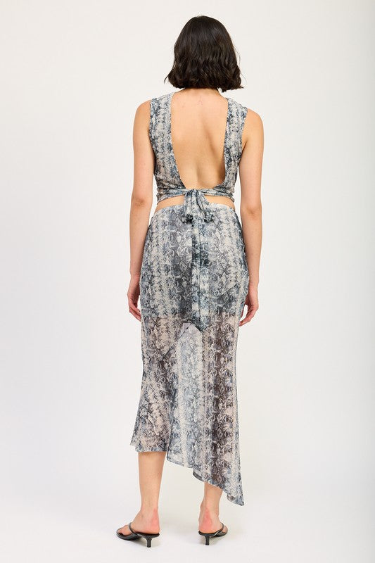 Snake Pleated Tie Back Top - HOUSE OF SHE