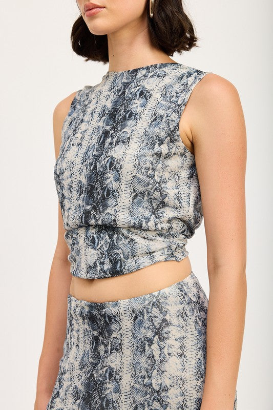Snake Pleated Tie Back Top - HOUSE OF SHE