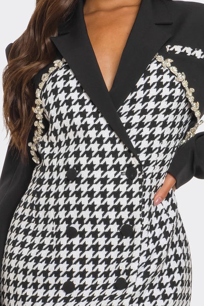 Monochrome Glam Blazer Dress