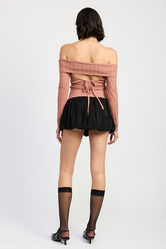 Lucy Off The Shoulder Beige Knit Top - HOUSE OF SHE