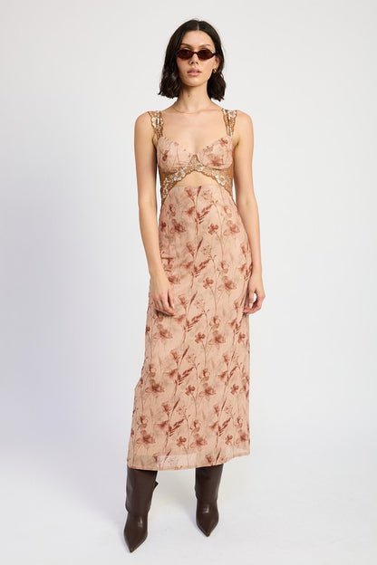 Lina Floral Lace Contrast Maxi Dress