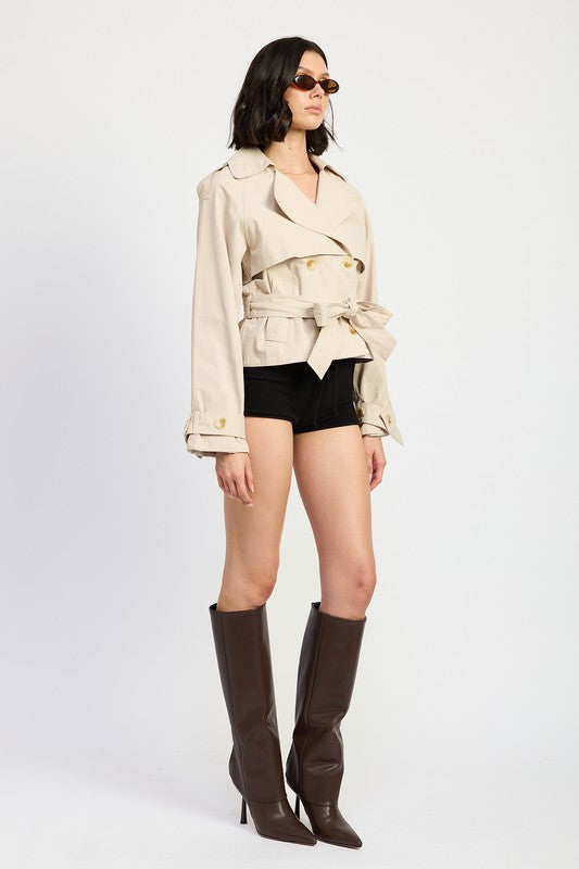Layered Trench Style Jacket - HOUSE OF SHE