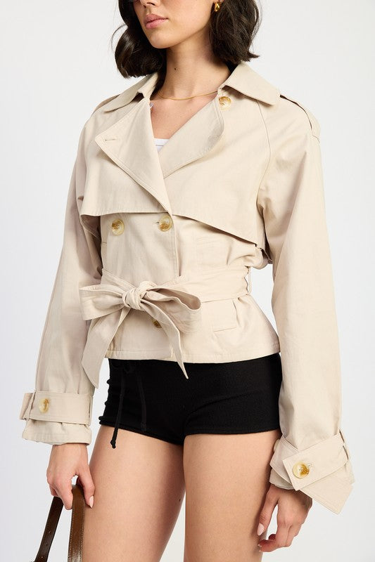 Layered Trench Style Jacket - HOUSE OF SHE