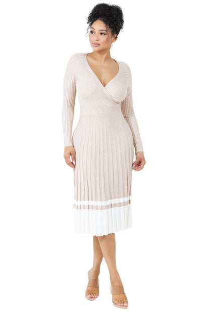 Cat Beige Knit Midi Dress