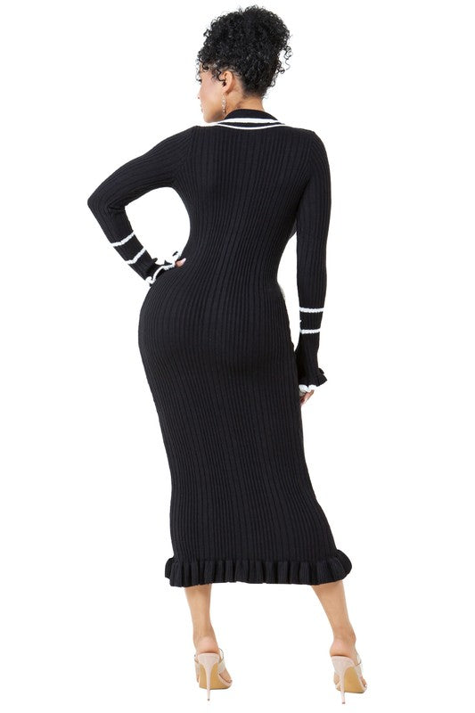 Tiera Long Maxi Knit Dress - HOUSE OF SHE