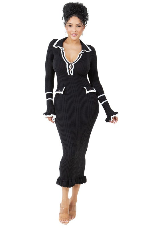 Tiera Long Maxi Knit Dress - HOUSE OF SHE