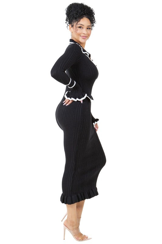 Tiera Long Maxi Knit Dress - HOUSE OF SHE
