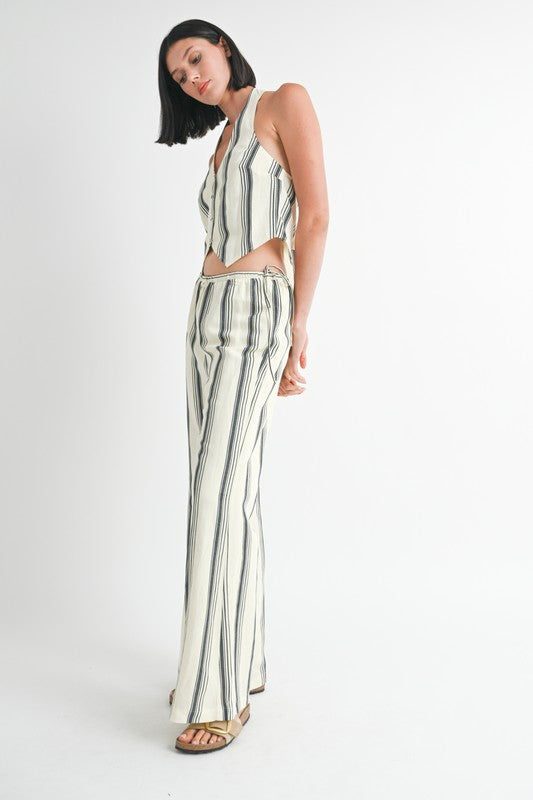 Striped Straight Leg Pants - HOUSE OF SHE