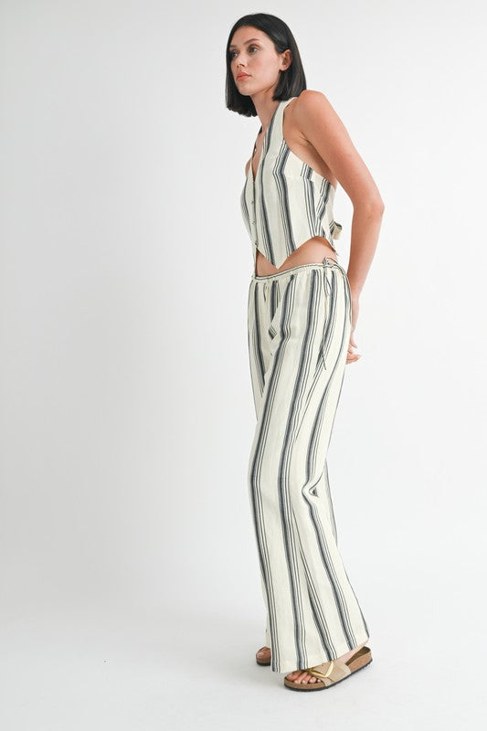 Striped Straight Leg Pants - HOUSE OF SHE