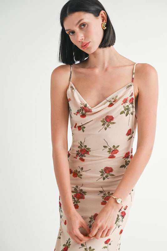 Cowl Neck Maxi Dress With Open Back - HOUSE OF SHE