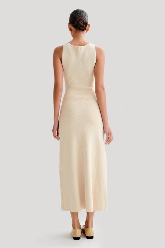 Kelly Button Down Long Maxi Knit Dress - HOUSE OF SHE