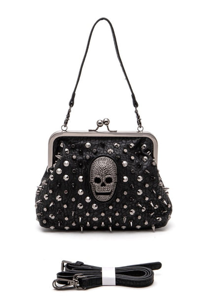 Skull Studded Convertible Shoulder Bag