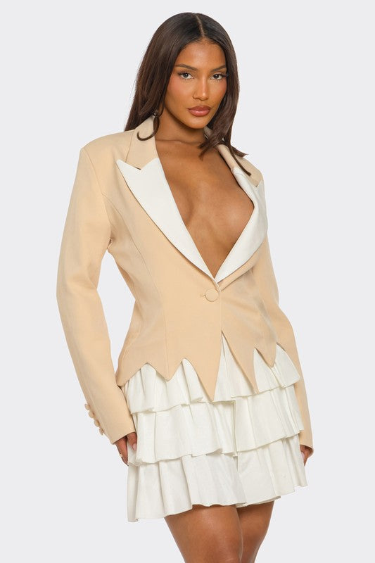 Two-Tone Blazer Dress - HOUSE OF SHE