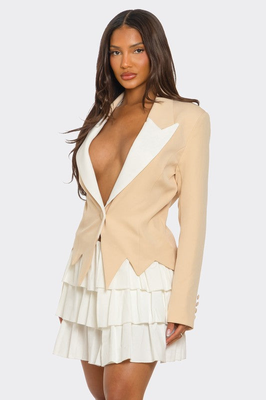 Two-Tone Blazer Dress - HOUSE OF SHE