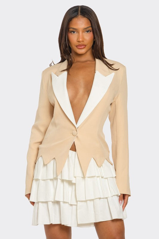 Two-Tone Blazer Dress - HOUSE OF SHE