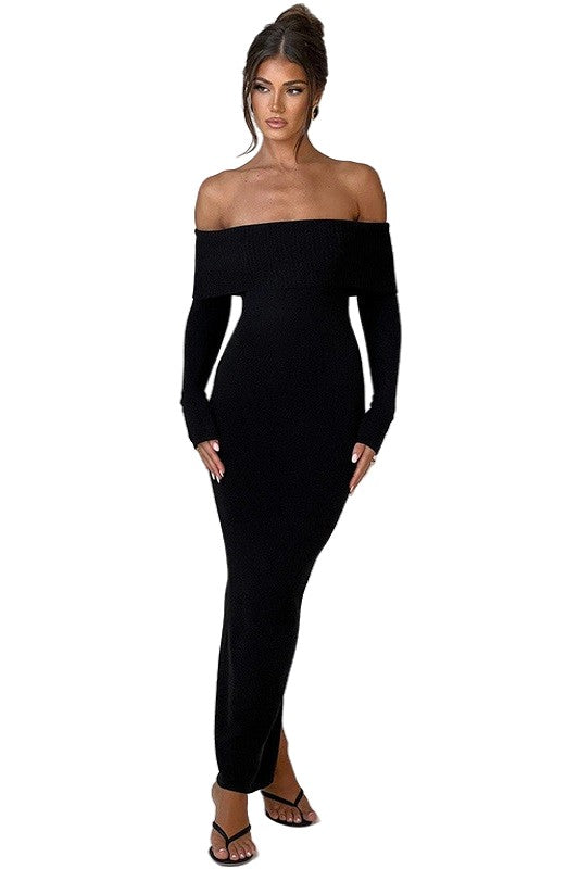 Long Maxi Knit Dress - HOUSE OF SHE