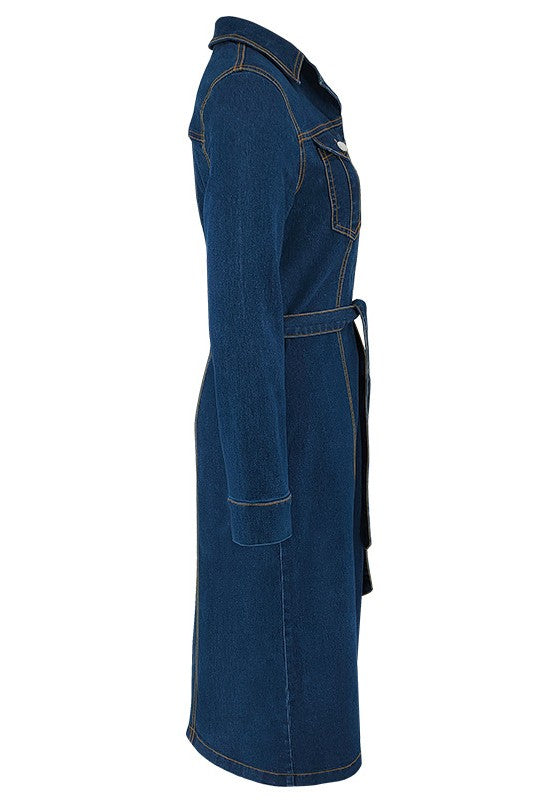 WOMEN FASHION DENIM LONG MAXI DRESS  HOUSE OF SHE