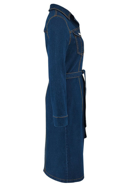 WOMEN FASHION DENIM LONG MAXI DRESS  HOUSE OF SHE