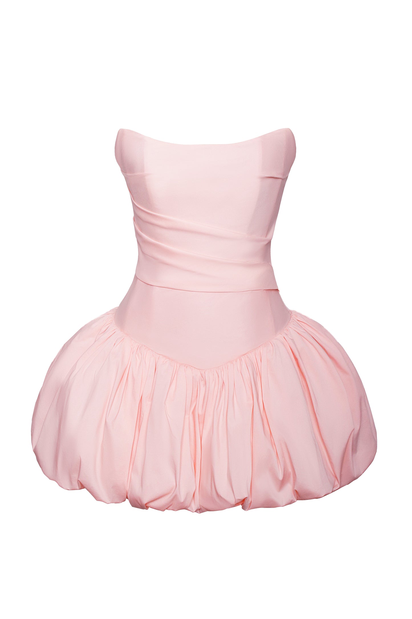 Oletta Pink Corset Strapless Bubble Mini Dress