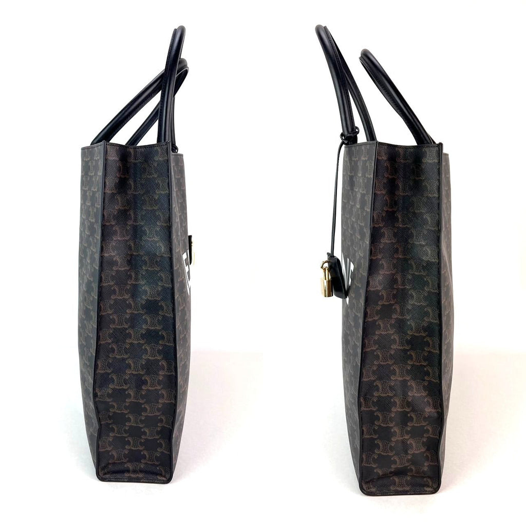 Celine Triomphe Vertical Cabas Black Monogram Canvas Tote - HOUSE OF SHE