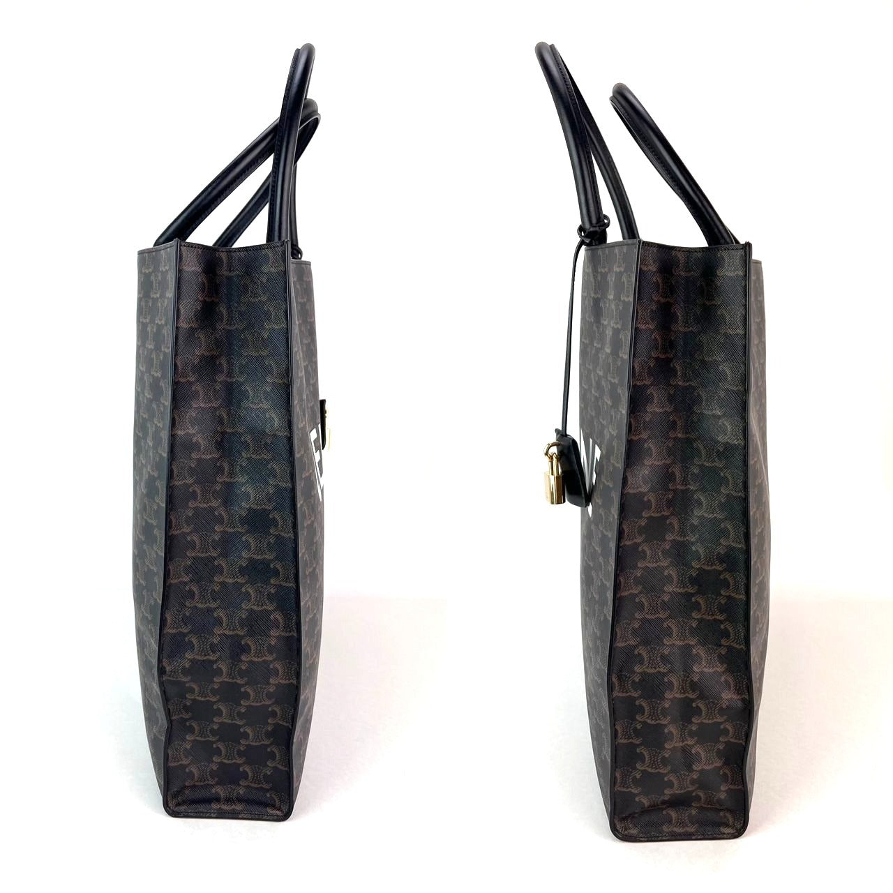 Celine Triomphe Vertical Cabas Black Monogram Canvas Tote - HOUSE OF SHE
