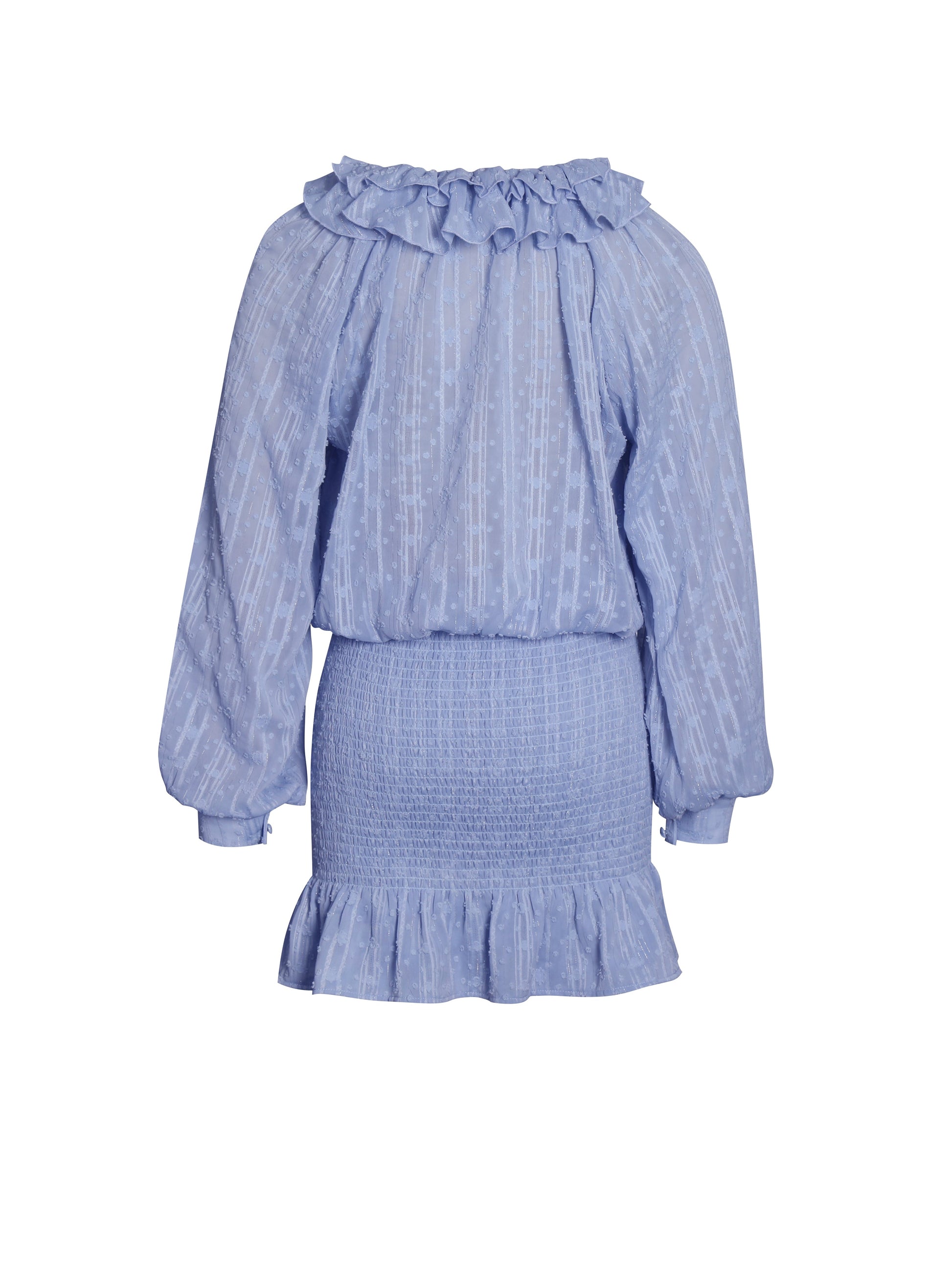 Zahari Blue Smock Bottom Balloon Sleeve Mini Dress - HOUSE OF SHE