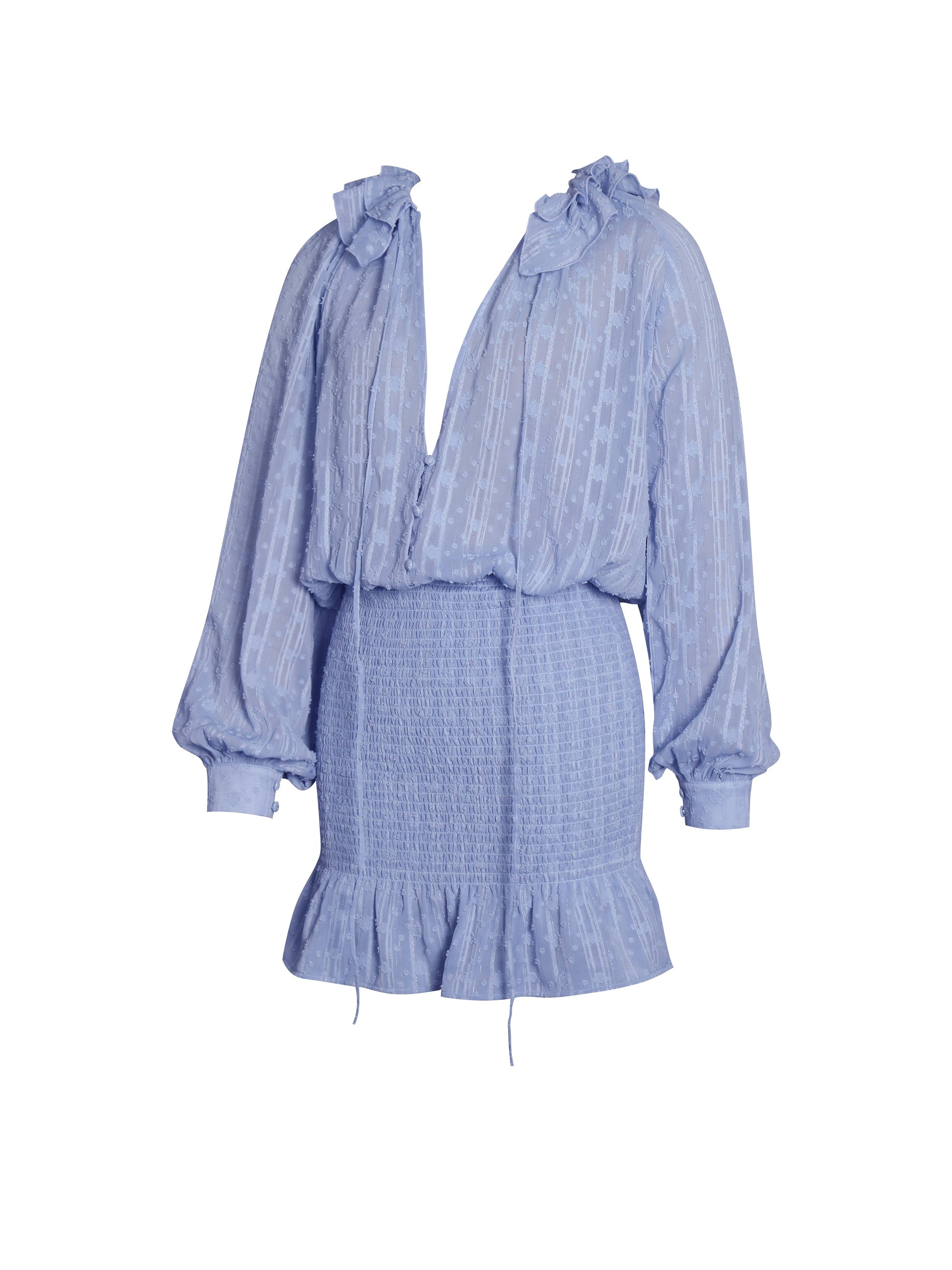 Zahari Blue Smock Bottom Balloon Sleeve Mini Dress - HOUSE OF SHE