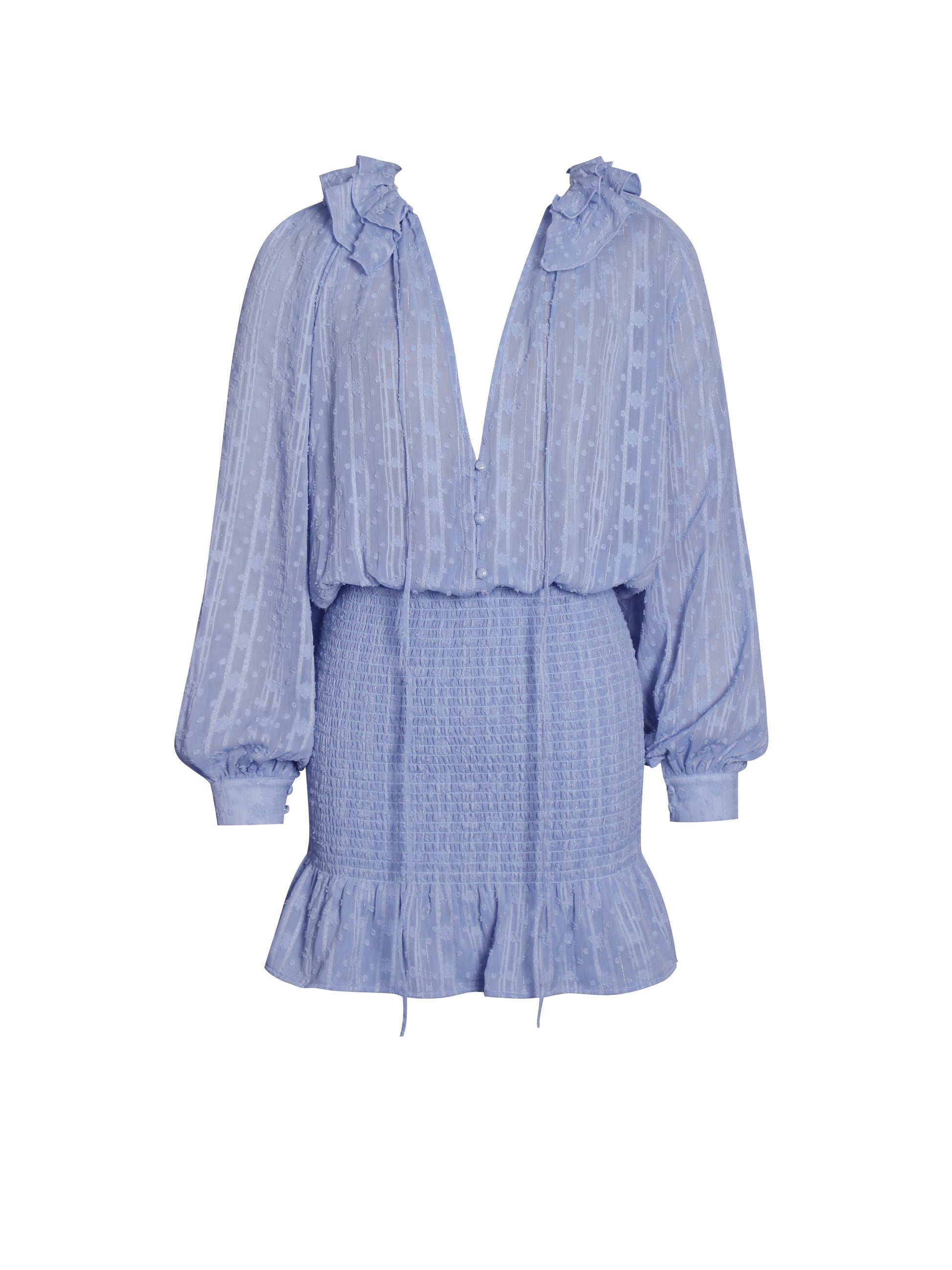 Zahari Blue Smock Bottom Balloon Sleeve Mini Dress - HOUSE OF SHE