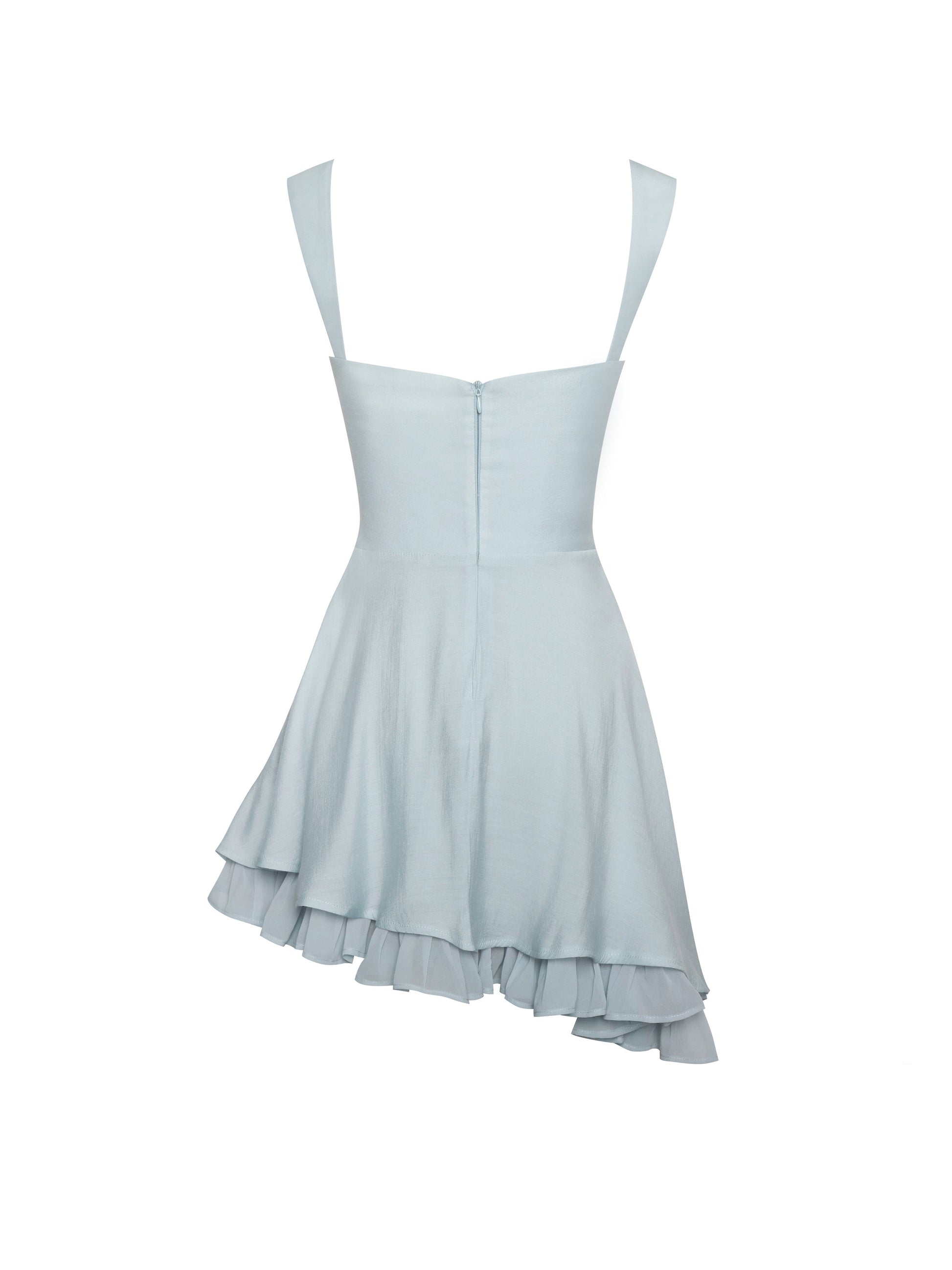 Yaffa Baby Blue Asymmetrical Mini Dress