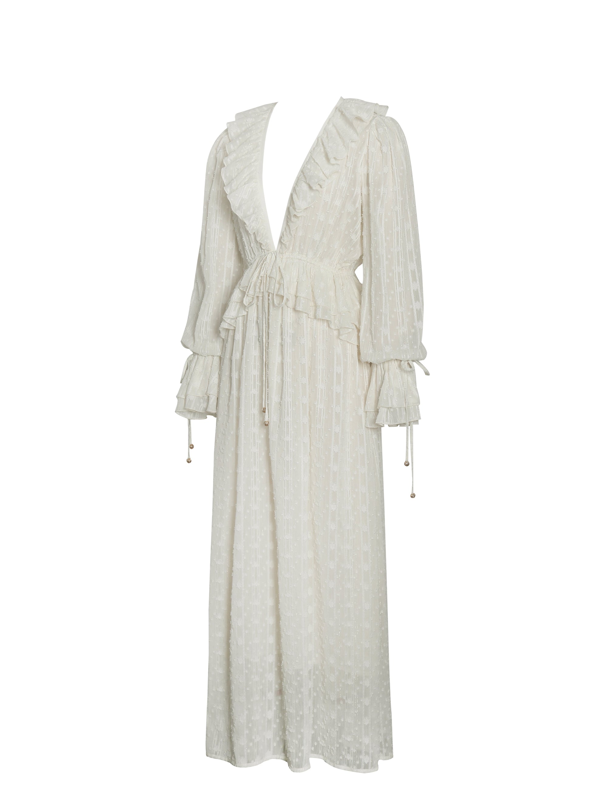 Safiya Jacquard Chiffon Long Sleeve Maxi Dress - HOUSE OF SHE