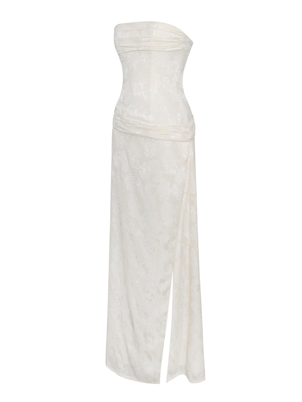 Tia Off White High Slit Maxi Dress  HOUSE OF SHE