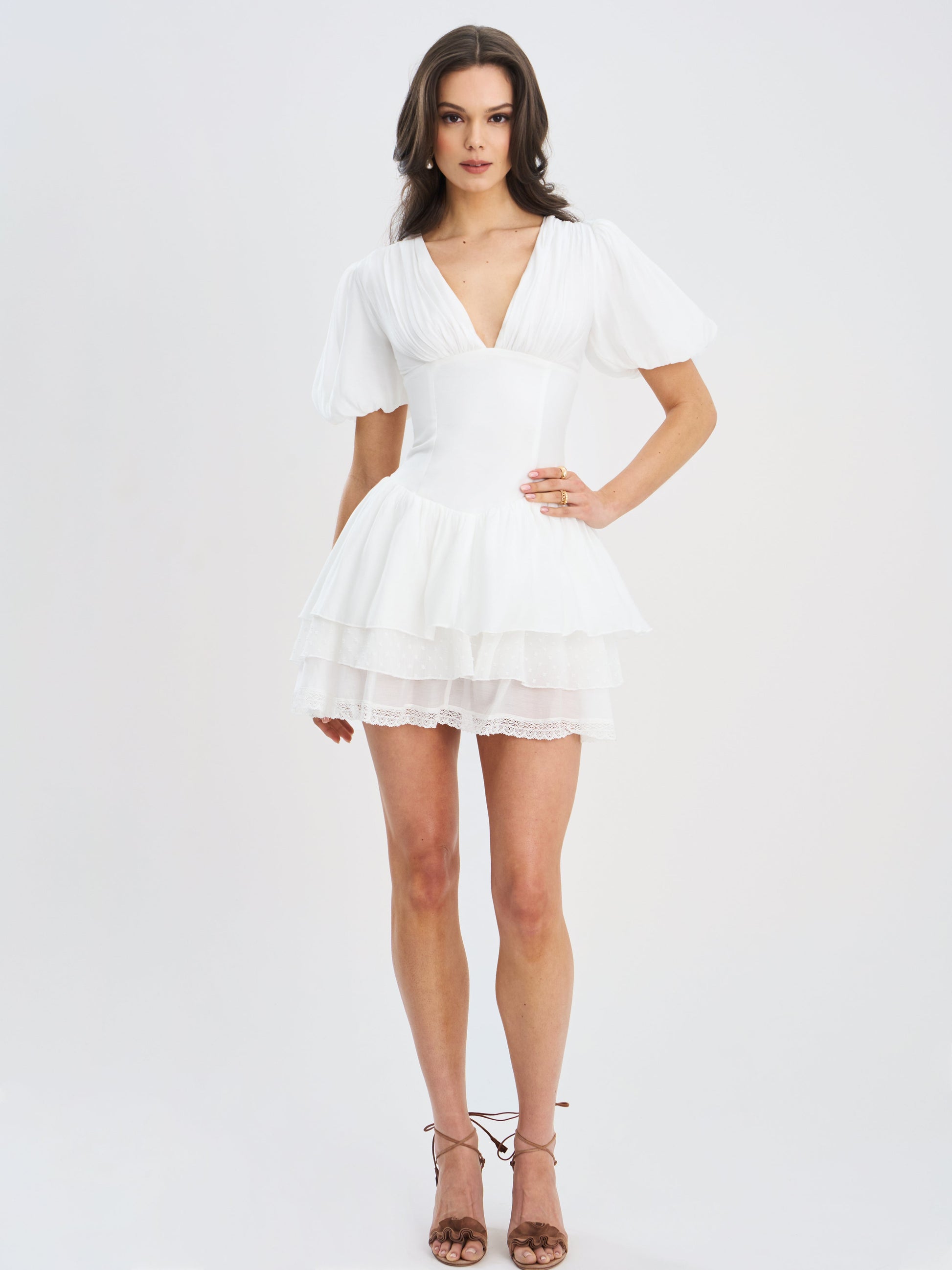 Caitlyn Bubble Sleeve Layered Mini Corset Dress - HOUSE OF SHE