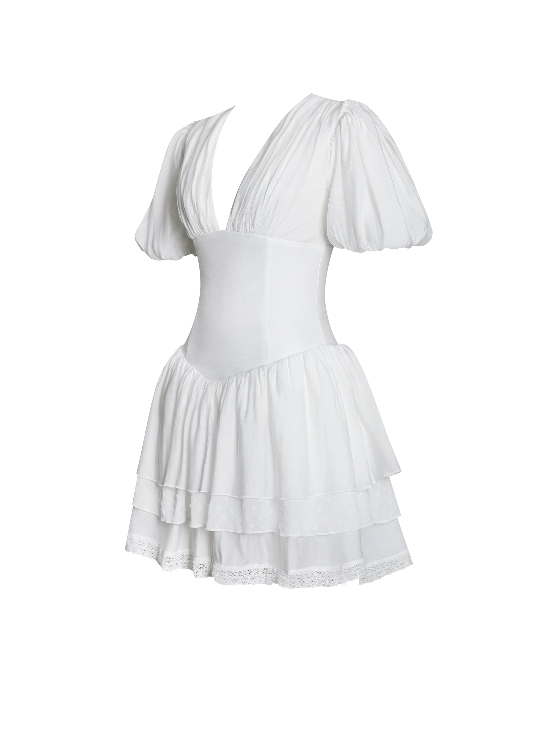 Caitlyn Bubble Sleeve Layered Mini Corset Dress - HOUSE OF SHE
